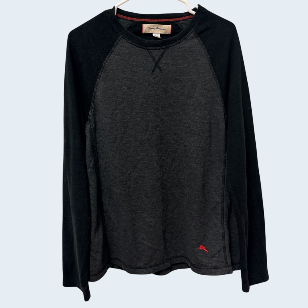 Tommy Bahama Gray Black Raglan Sweatshirt Men’s Medium Pullover